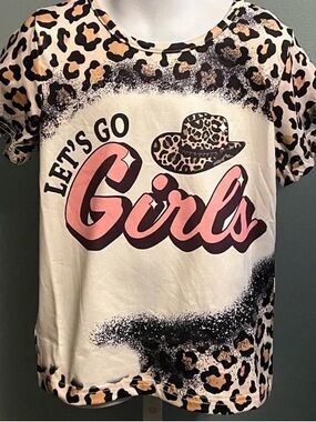 Girls' Short Sleeve 'Let's Go Girls' Graphic Tee - Cream & Pink